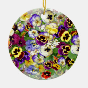 Pansy Cascade Ceramic Ornament