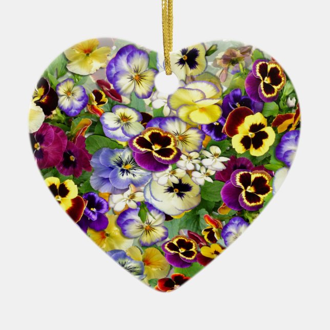 Pansy Cascade Ceramic Ornament (Front)