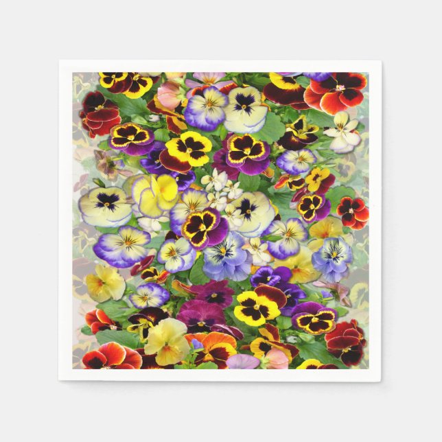 Pansy Cascade Paper Napkins (Front)