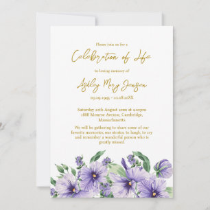 Pansy Celebration of Life Funeral Invitation