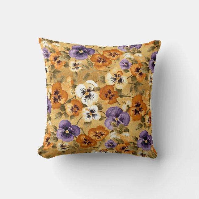Pansy Chiyogami Throw Pillow (Front)
