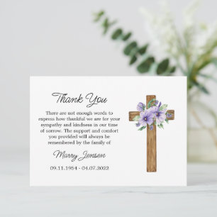 Pansy Cross Sympathy Thank You Card