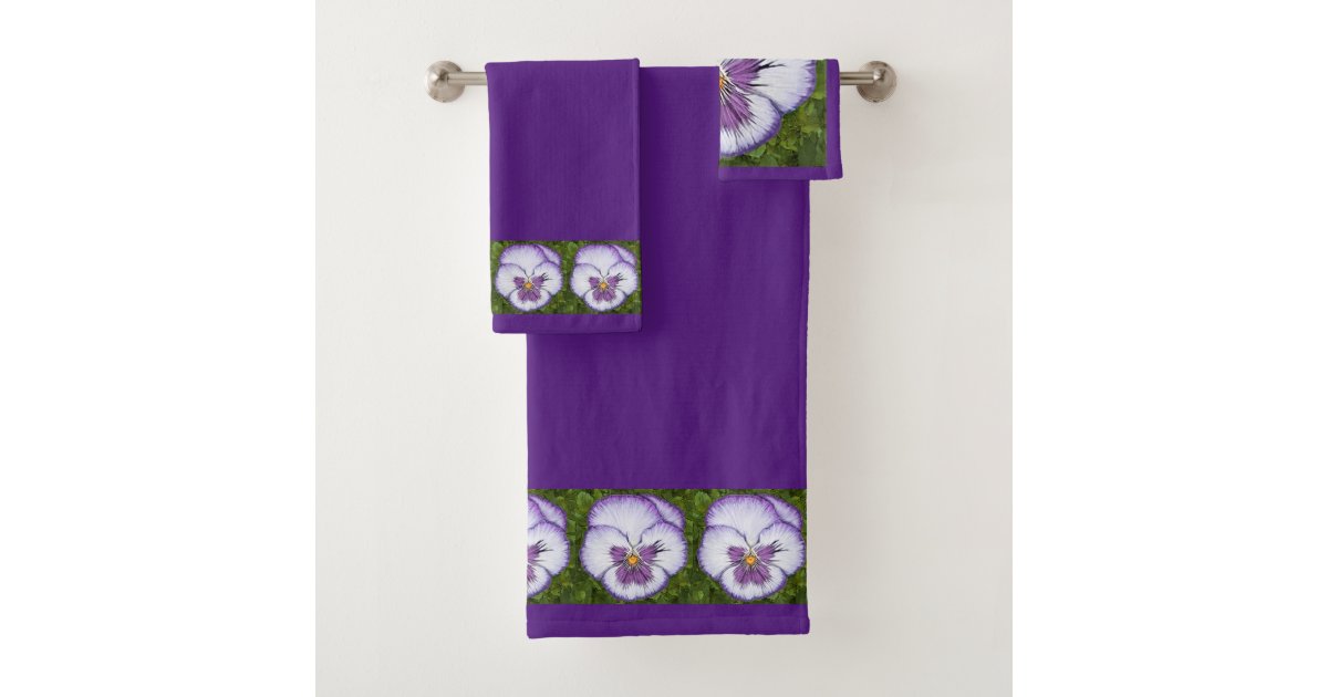 Pansy Dark Purple Bath Towel Set | Zazzle.com