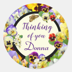 Pansy Design Thinking of You Classic Round Sticker