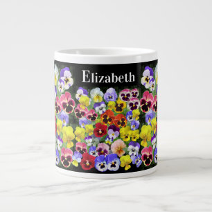Pansy Display Add Your Text Giant Coffee Mug
