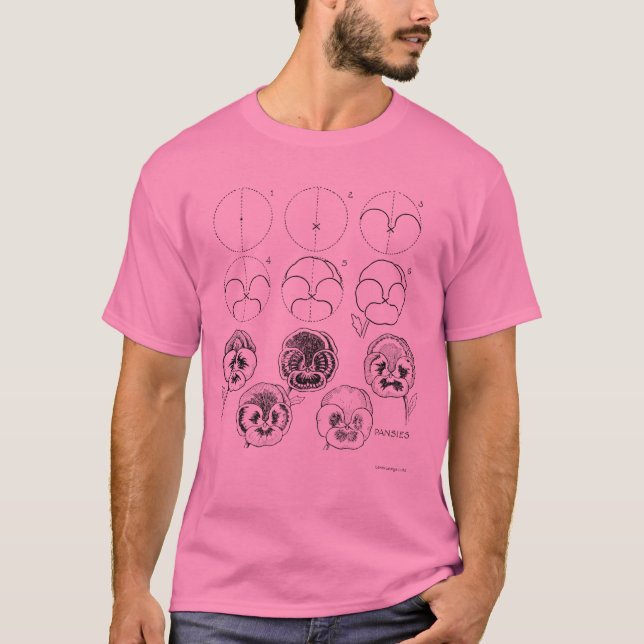 Pansy drawing lesson / butterfly wing design shirt (Front)