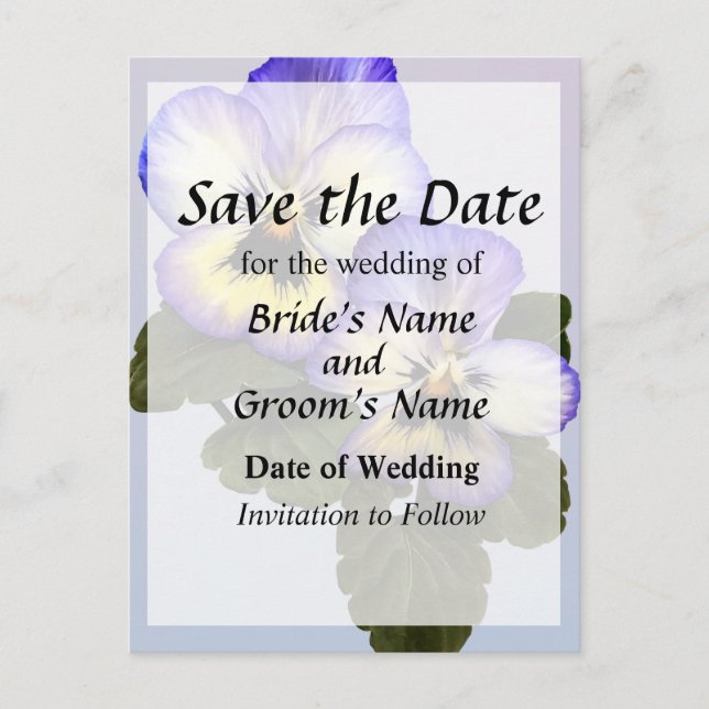 Pansy Duo Save the Date Announcement Postcard (Front)