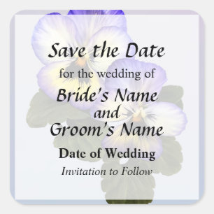 Pansy Duo Save the Date Square Sticker