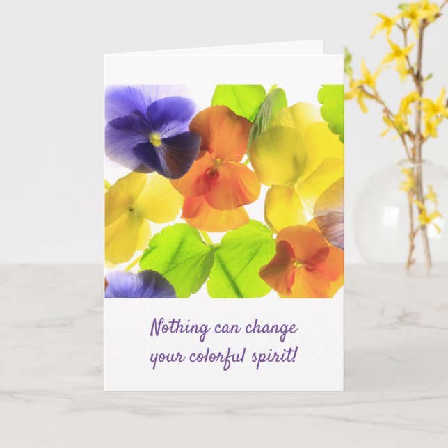 Pansy Encouragement Cancer Support Card (Yellow Flower)