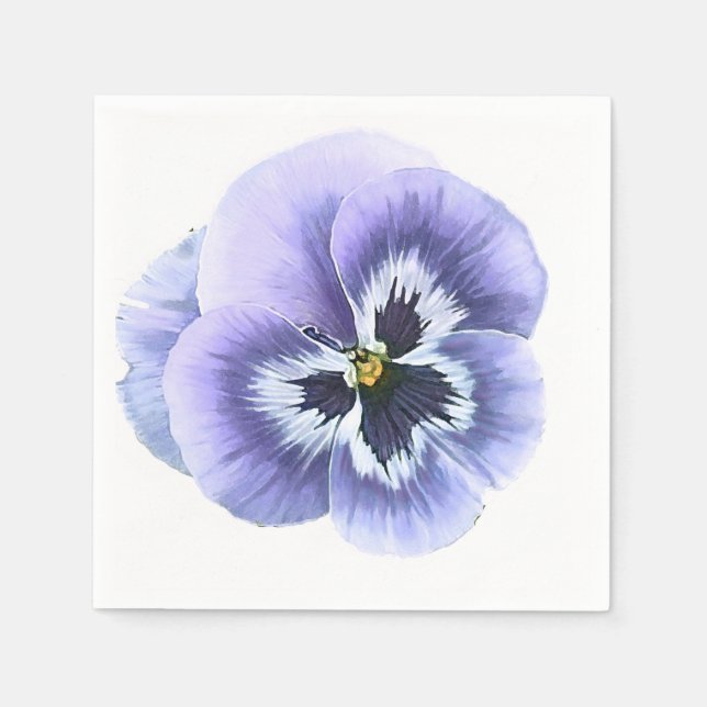 Pansy Face Purple Paper Napkins (Front)