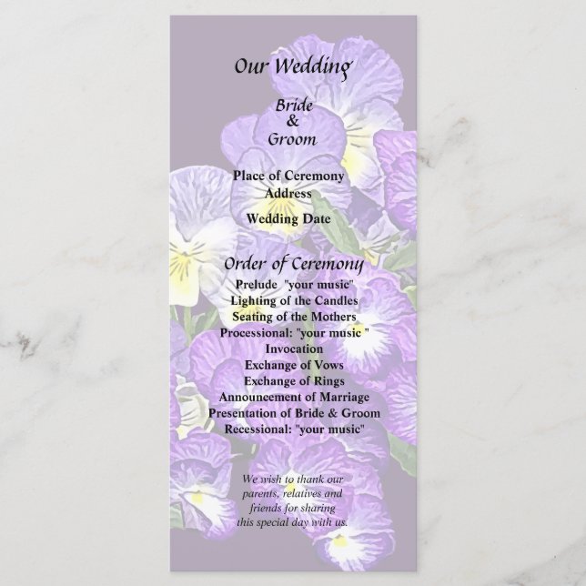 Pansy Family Reunion Program (Front)