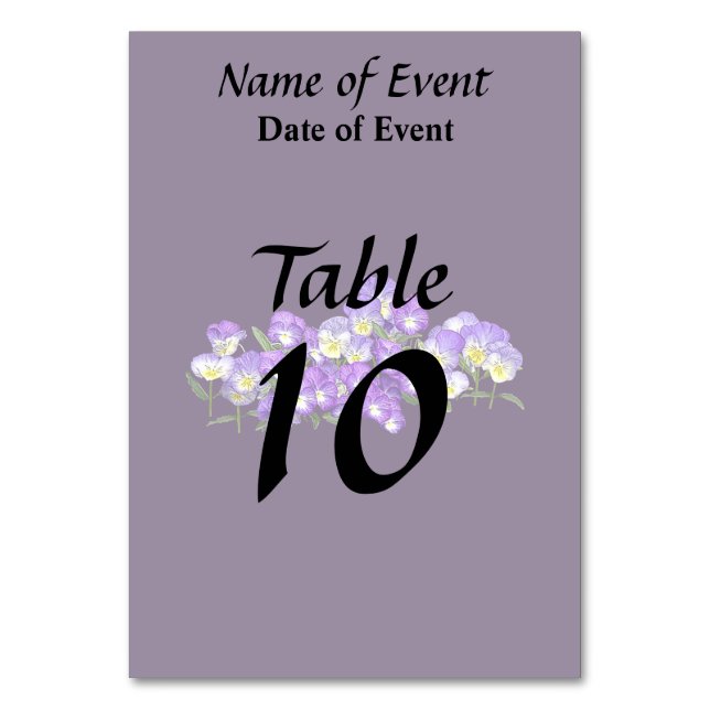 Pansy Family Reunion Table Number (Back)