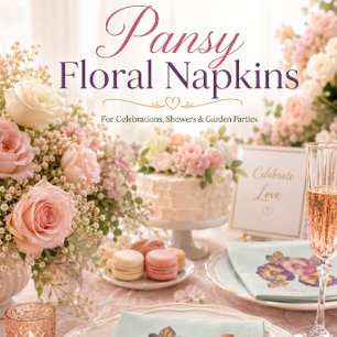 Pansy Floral Garden Party Cloth Napkins Set of 4
