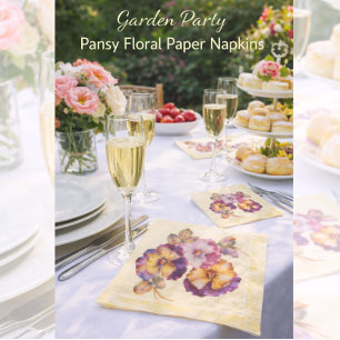 Pansy Floral Garden Party Paper Napkins