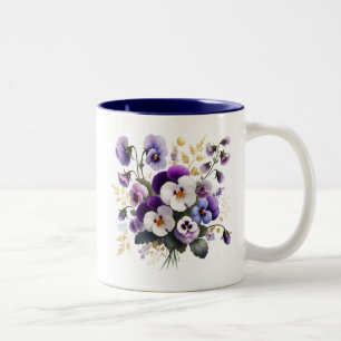Pansy Floral Mug, Elegant Flower Coffee Cup Gift