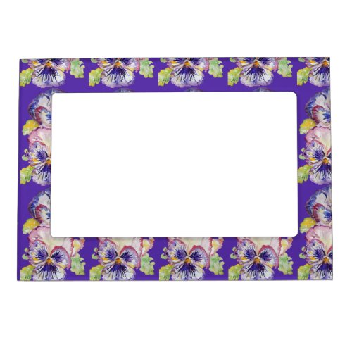 Pansy Floral Purple Flowers art Magnetic Frame