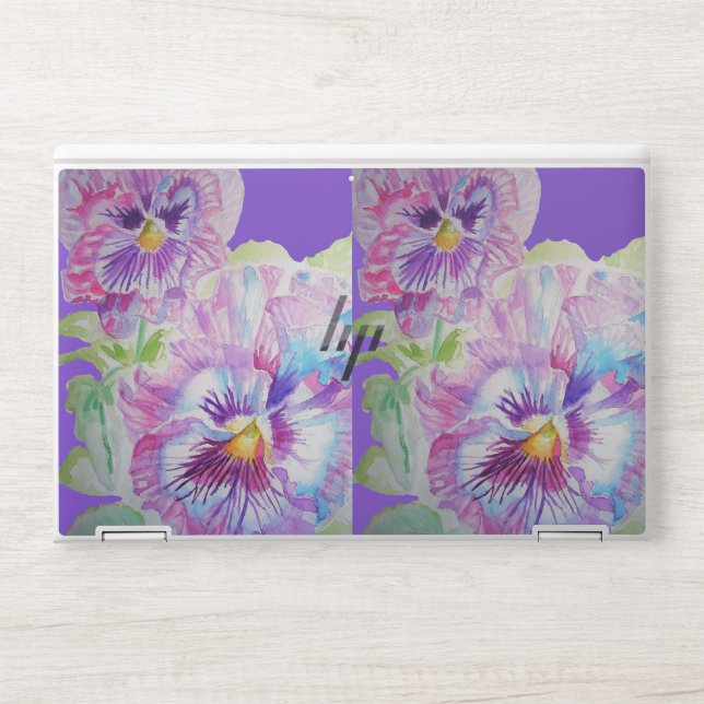Pansy Floral Watercolour Painting Flowers Nature HP Laptop Skin (Front)