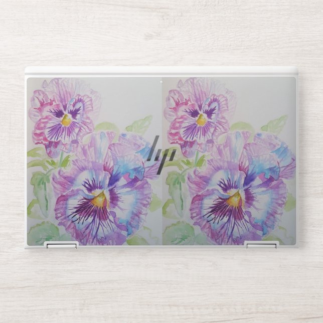 Pansy Floral Watercolour Painting Flowers Nature HP Laptop Skin (Front)