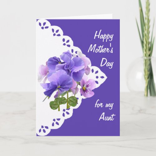 Pansy Flower Aunt Mothers Day Card