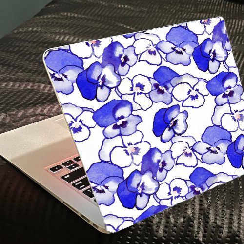 Pansy Flower Blue and White Laptop skin stickers