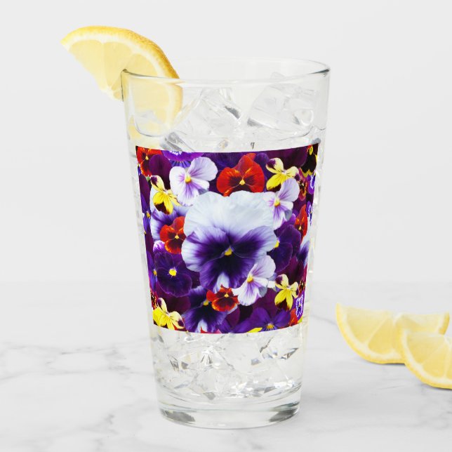 Pansy Flower Celebration, Drink Glass (Front Ice)
