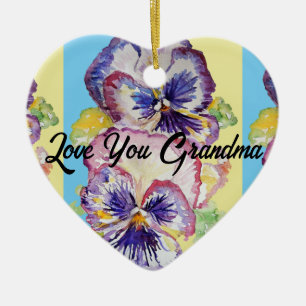 Pansy Flower Floral Love You Grandma Decoration