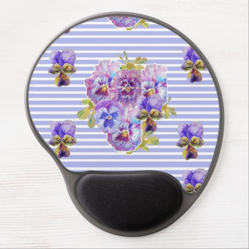 Pansy Flower Floral Shabby Chic Pattern Lavender  Gel Mouse Pad