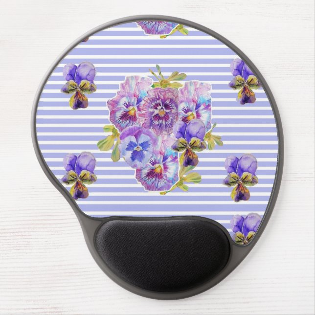 Pansy Flower Floral Shabby Chic Pattern Lavender  Gel Mouse Pad (Front)