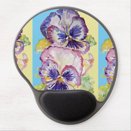 Pansy Flower Floral Watercolor Shabby Chic Pattern Gel Mouse Pad