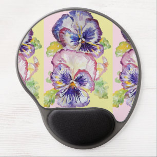 Pansy Flower Floral Watercolor Shabby Chic Pattern Gel Mouse Pad
