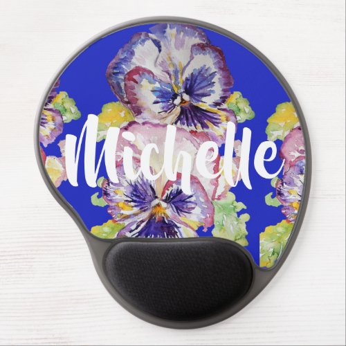 Pansy Flower Floral Watercolor Shabby Chic Pattern Gel Mouse Pad