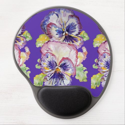 Pansy Flower Floral Watercolor Shabby Chic Pattern Gel Mouse Pad