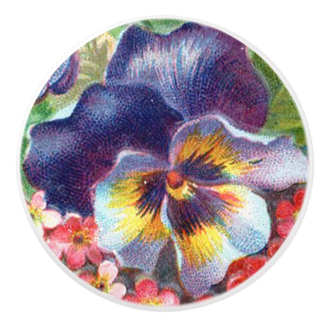 Pansy Flower Knob Pull (Front)