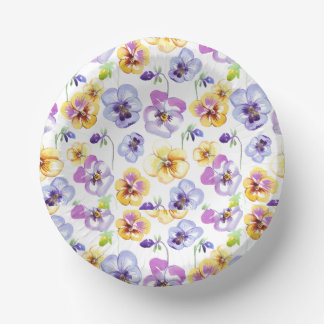 Pansy Flower Pattern Paper Bowls