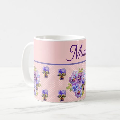 Pansy Flower Pink Spot floral Mom Mothers Day Coffee Mug