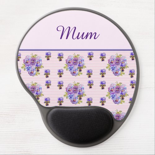 Pansy Flower Pink Stripe floral Mom Mothers Day  Gel Mouse Pad
