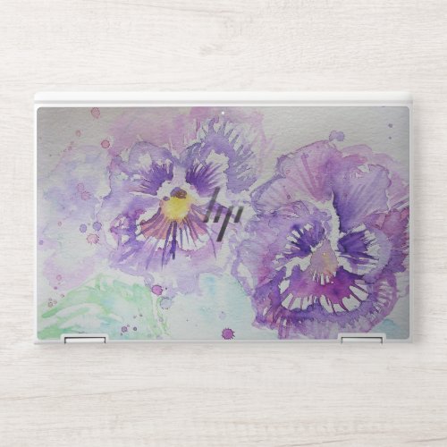 Pansy Flower Purple Art Watercolor Floral Flowers HP Laptop Skin