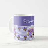 Custom Purple Gingham & Stripe 11 Oz Coffee Mug - White