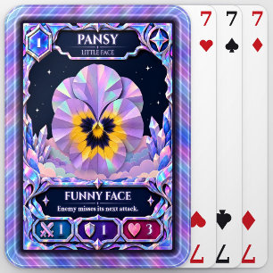 Pansy Flower, Rainbow Foil Art Poker Cards