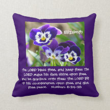 Pansy Flower & Scripture Throw Pillow