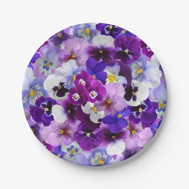 Pansy Flower Wallpaper Art Paper Plates (Front)