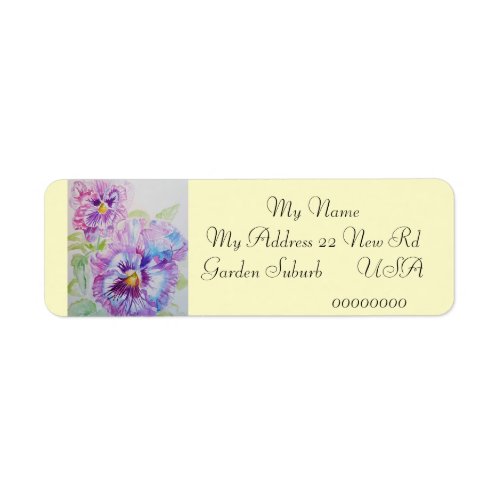 Pansy Flower Watercolour Return Address Labels