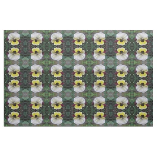 Pansy Flower White and Yellow Floral Patterned Fabric