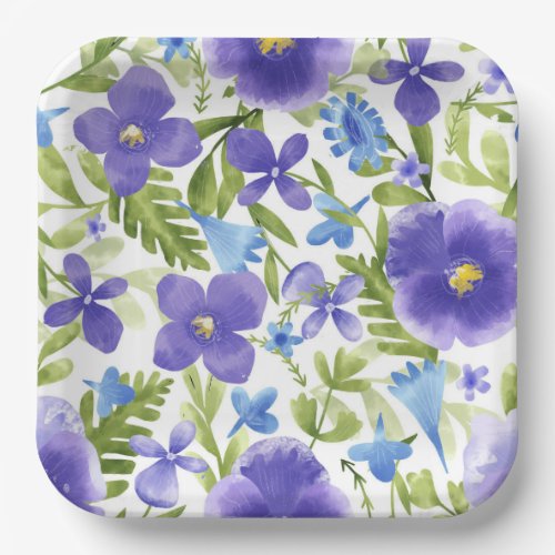 Pansy Flowers Floral Birthday Party Shower Paper Plates