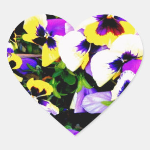 pansy flowers heart sticker