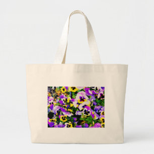 pansy flowers large tote bag