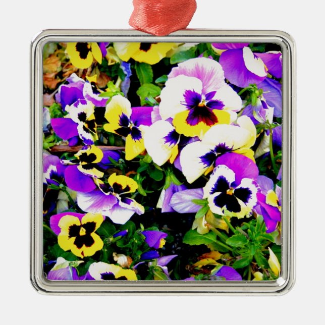 pansy flowers metal ornament (Front)