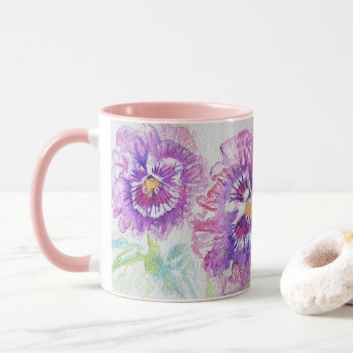 Pansy Flowers Mom Daughter Mug