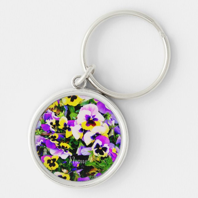 Pansy flowers Thunder_Cove Keychain (Front)