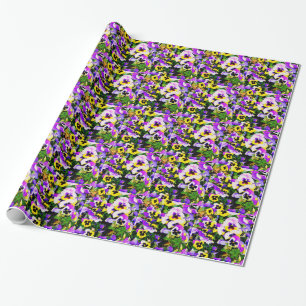 pansy flowers wrapping paper